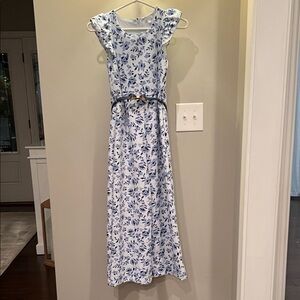 Floral Blue and White jumpsuit for kids
